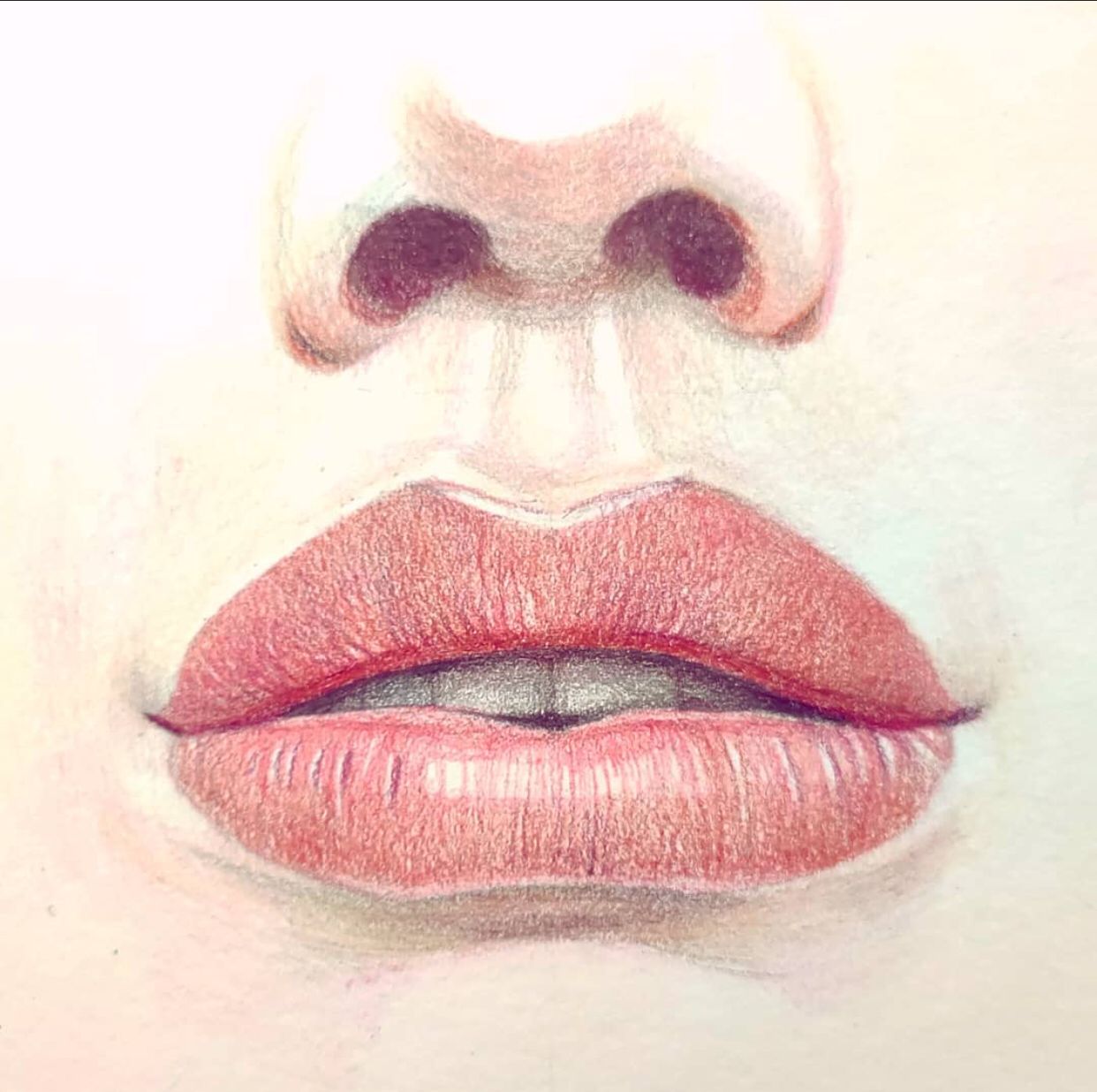 Los labios y la nariz a lapices de colores (anatomia y práctica) -  Endorphine Art School