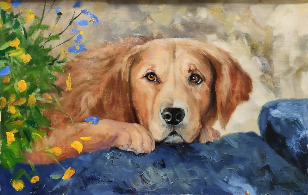 Сomo pintar la nube y perro al oleo (2 obras)