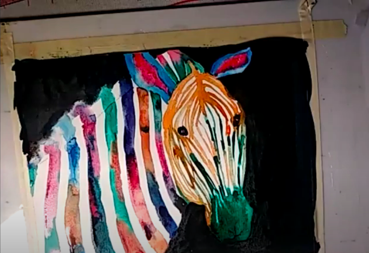 Retrato de zebra para niños a la tinta china