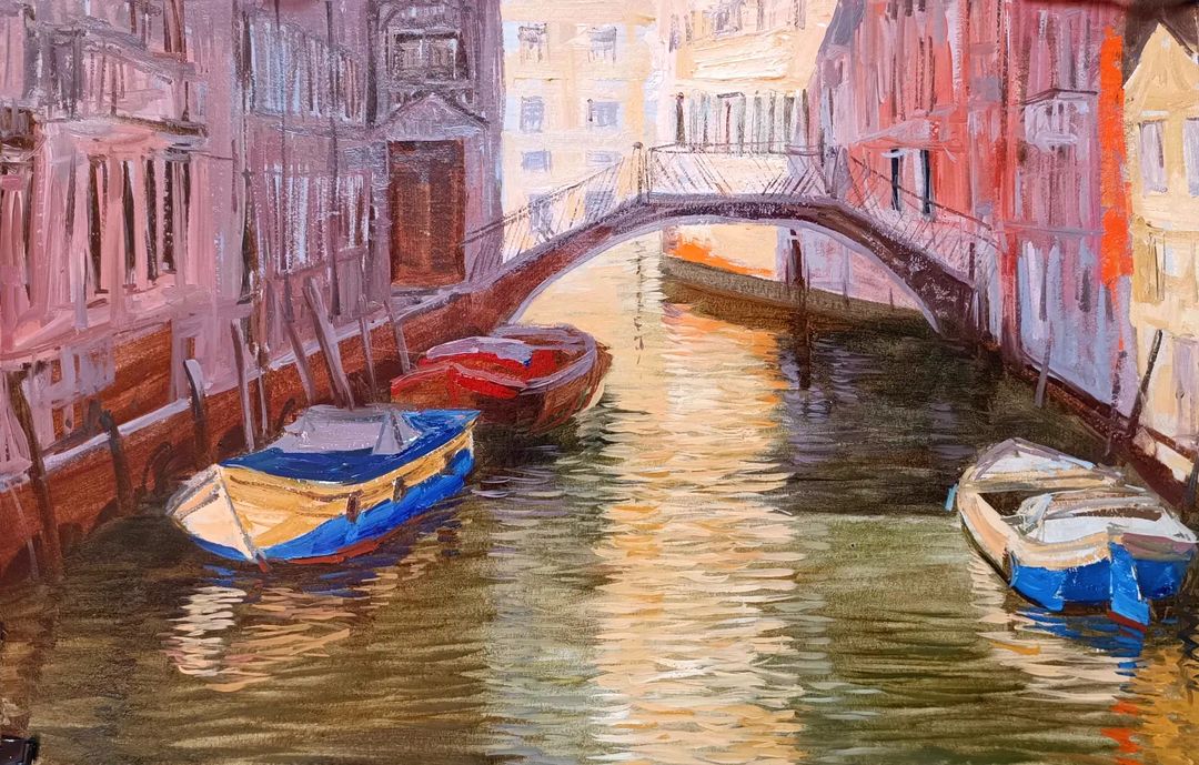 Como pintar el agua en el oleo (paisaje de Venecia de 5 horas)