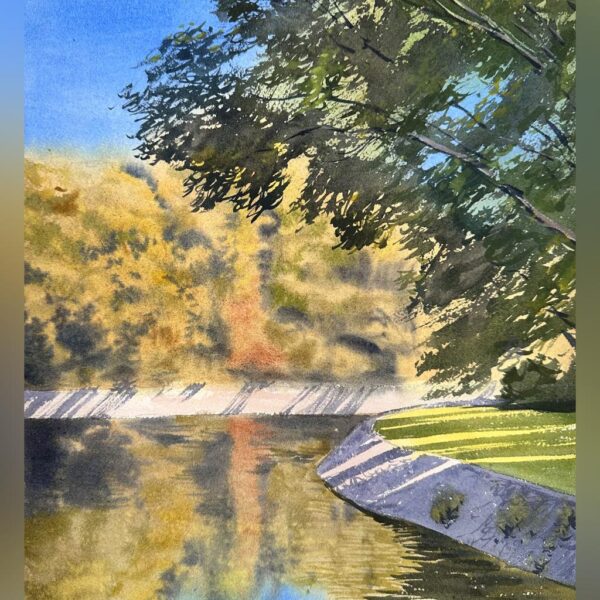 2 paisajes con el agua a la acuarela