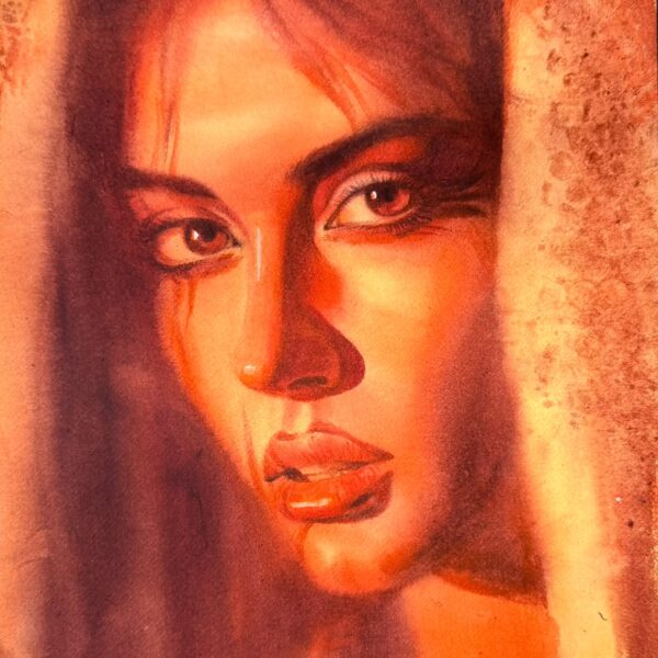 Chica con la luz naranja
